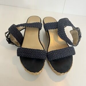 Stuart Weitzman AlexLo Sandals Woven Platform Wedge Espadrilles 9 1/2 9.5 B8